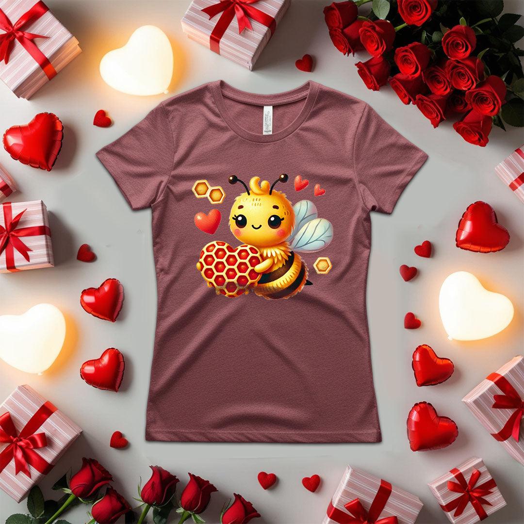 Bee Holding a Heart-Shaped Honeycomb-shirt - Beebloomify