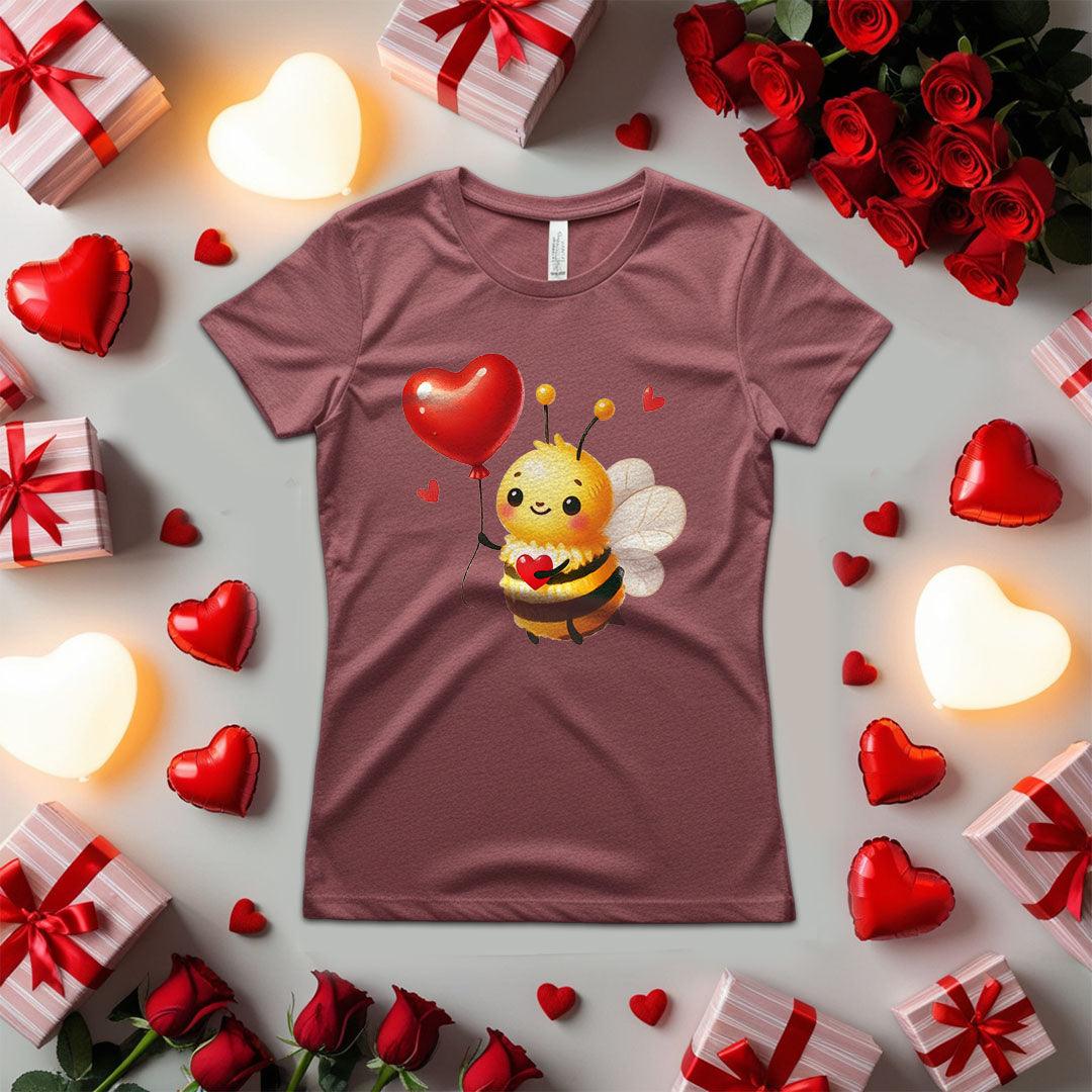 Bee Holding a Heart-Shaped Balloon T-shirt - Beebloomify