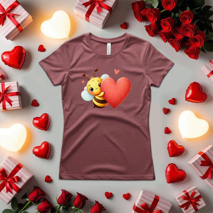 Bee Peeking From Behind a Heart-shirt - Beebloomify