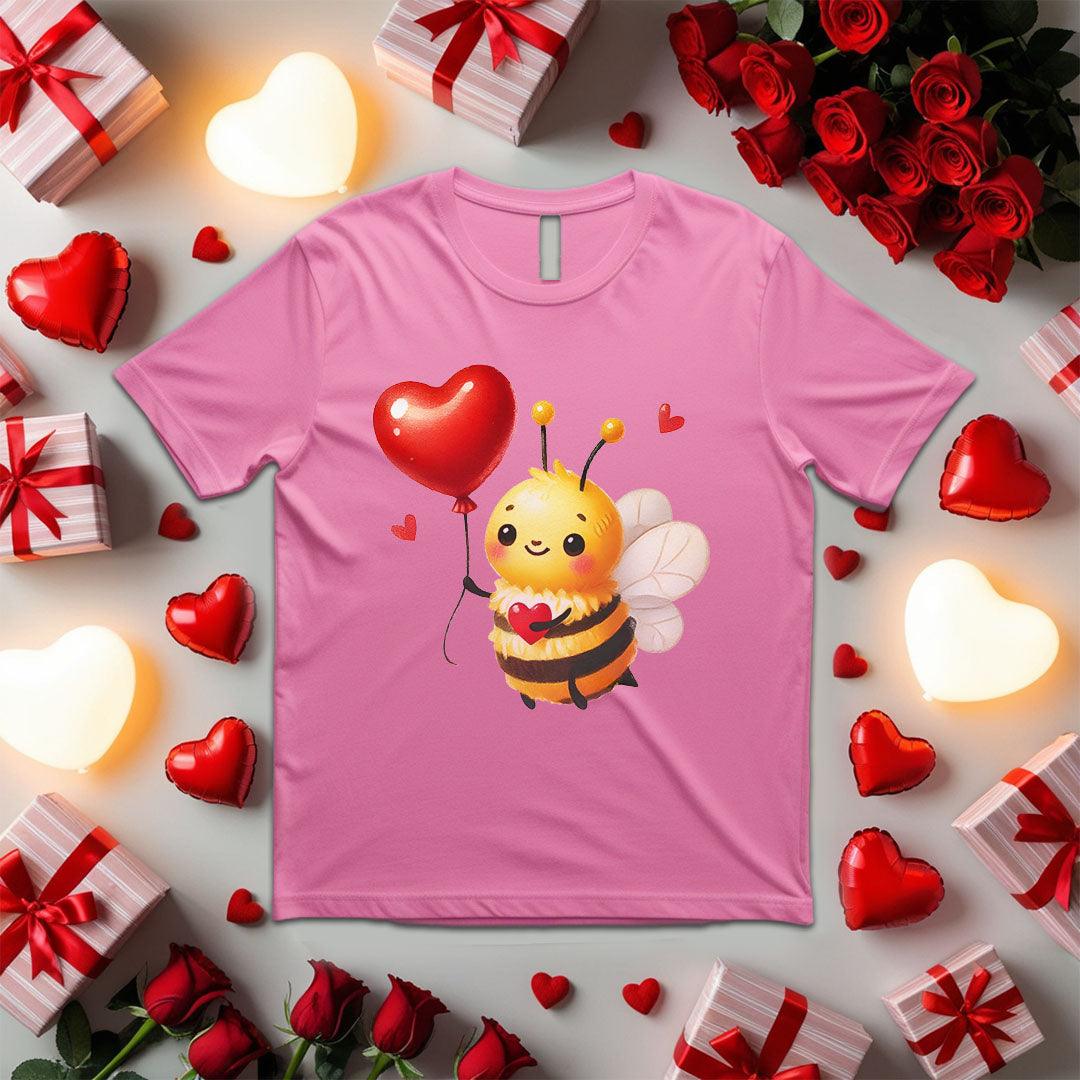 Bee Holding a Heart-Shaped Balloon T-shirt - Beebloomify