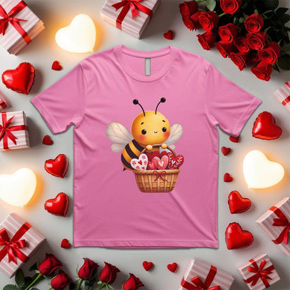 Bee Holding a Basket Full Of Hearts T-shirt - Beebloomify