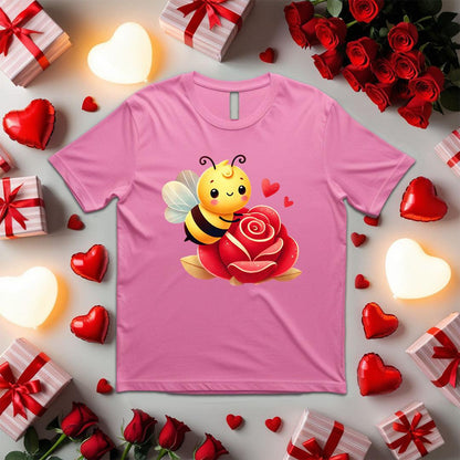 Bee Sitting On A Big Red RoseT-shirt - Beebloomify