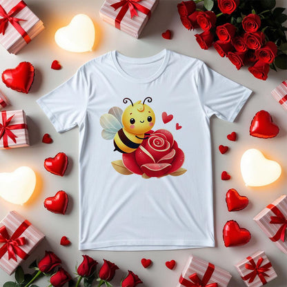 Bee Sitting On A Big Red RoseT-shirt - Beebloomify