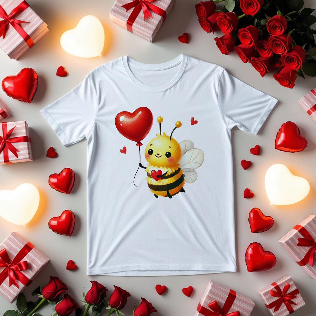 Bee Holding a Heart-Shaped Balloon T-shirt - Beebloomify