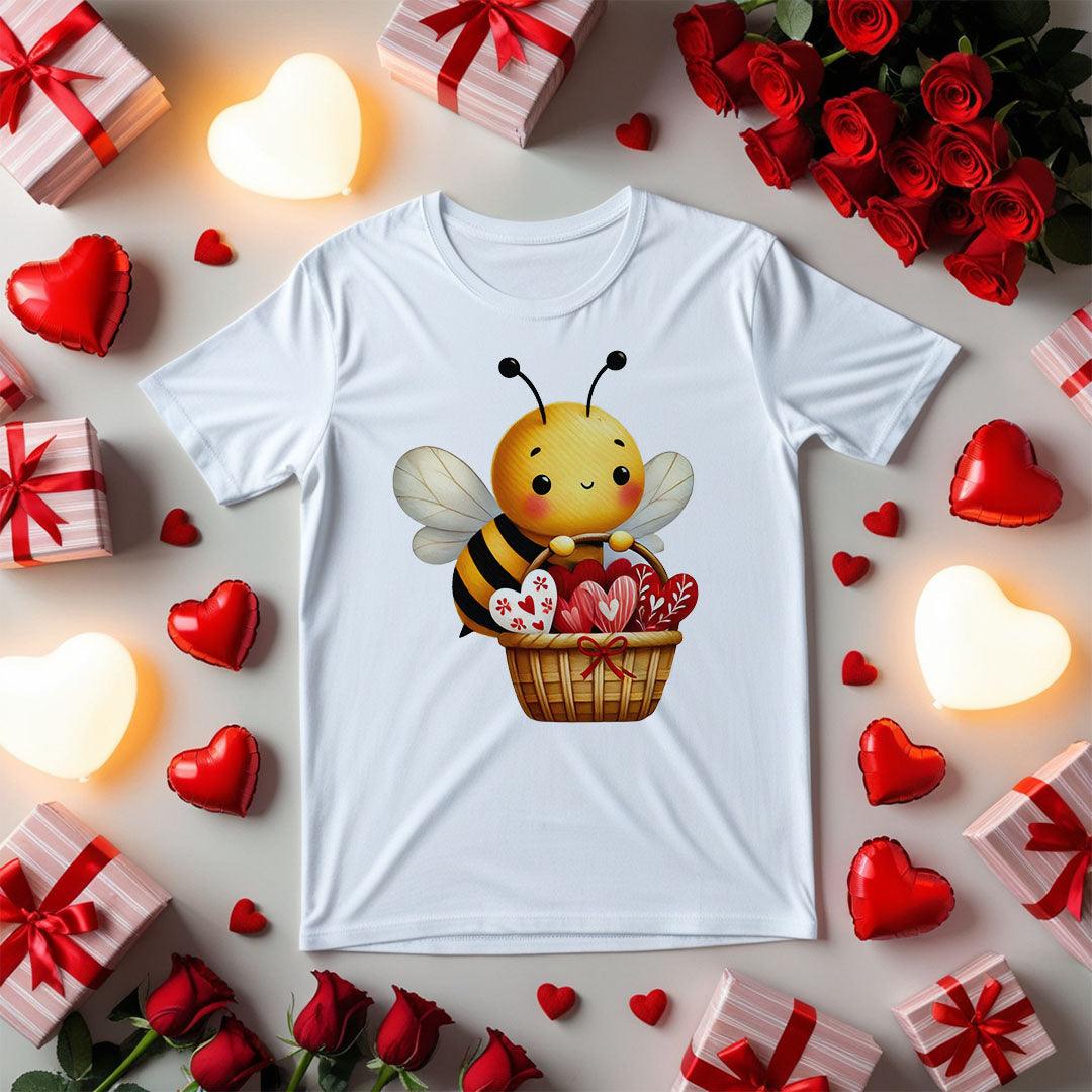 Bee Holding a Basket Full Of Hearts T-shirt - Beebloomify