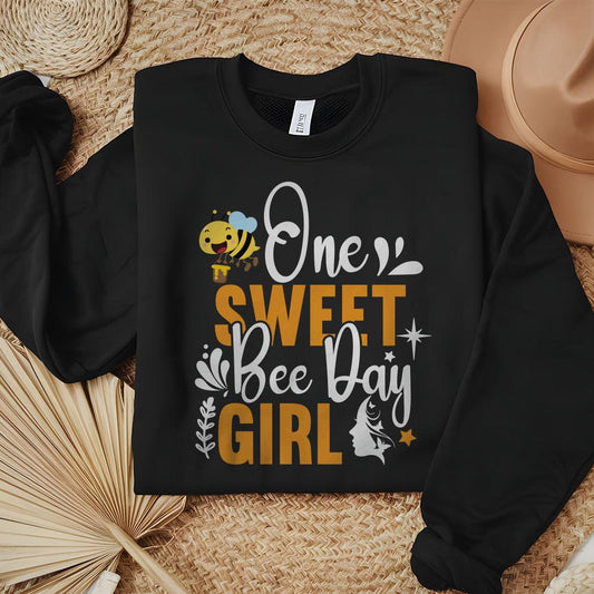 One Sweet Bee Day Girl Sweatshirt - Beebloomify