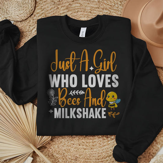 Just A Girl Who Loves Bees And Milkshake Sweatshirt - Beebloomify