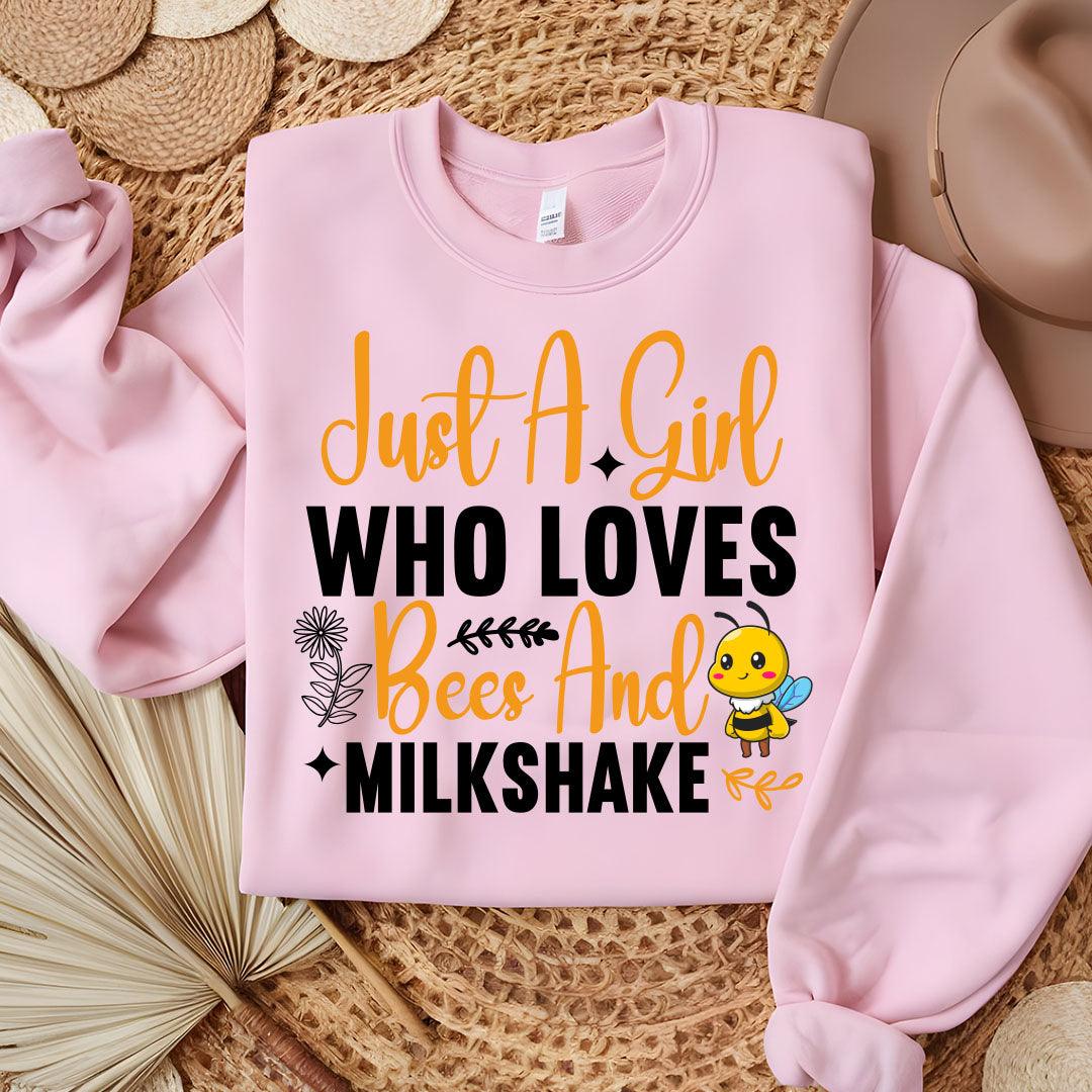 Just A Girl Who Loves Bees And Milkshake Sweatshirt - Beebloomify