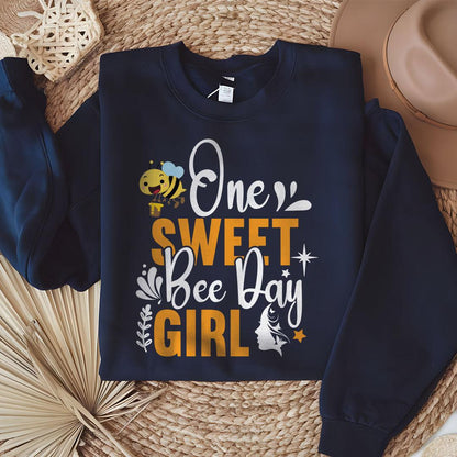 One Sweet Bee Day Girl Sweatshirt - Beebloomify