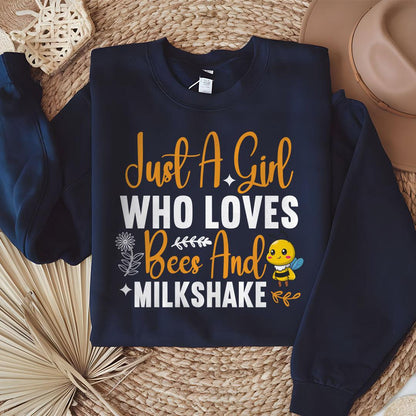 Just A Girl Who Loves Bees And Milkshake Sweatshirt - Beebloomify