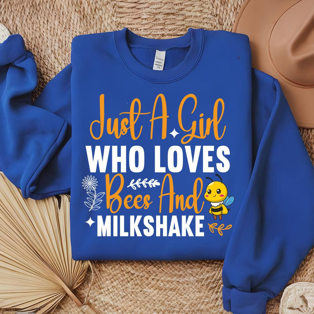 Just A Girl Who Loves Bees And Milkshake Sweatshirt - Beebloomify