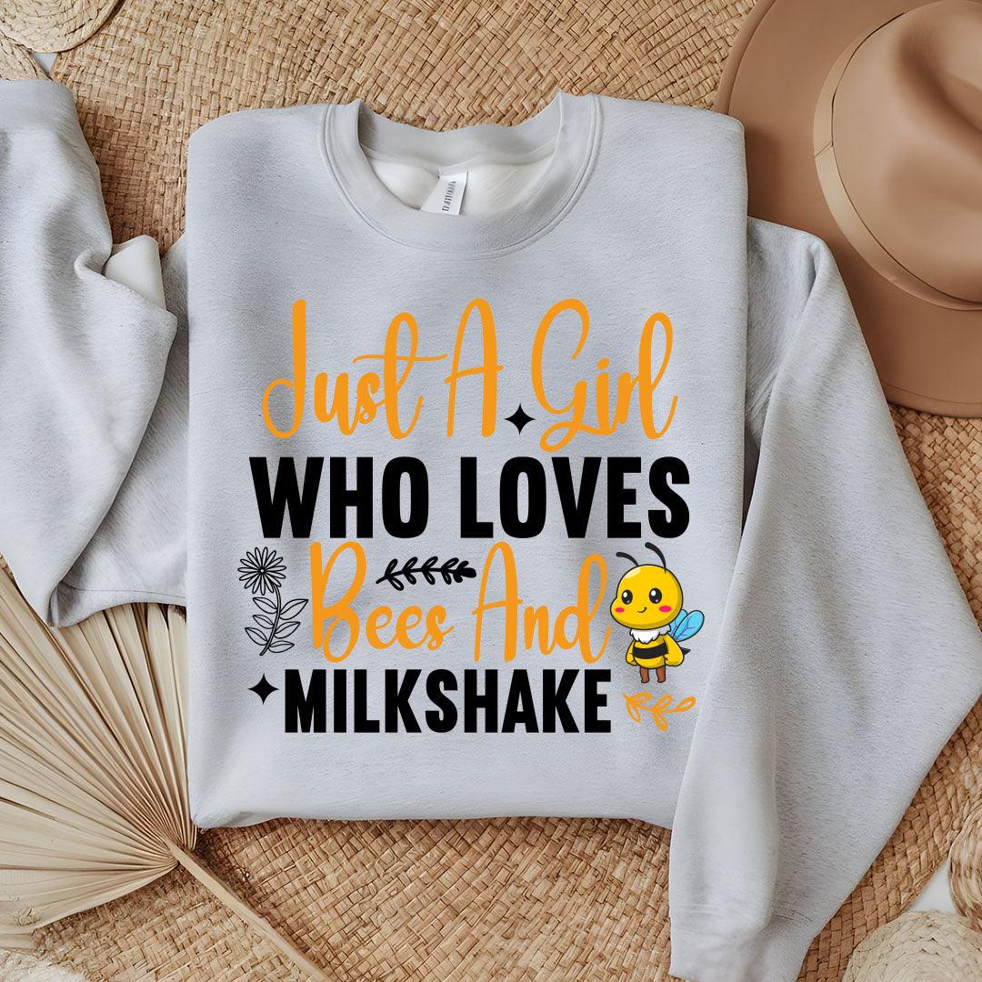 Just A Girl Who Loves Bees And Milkshake Sweatshirt - Beebloomify