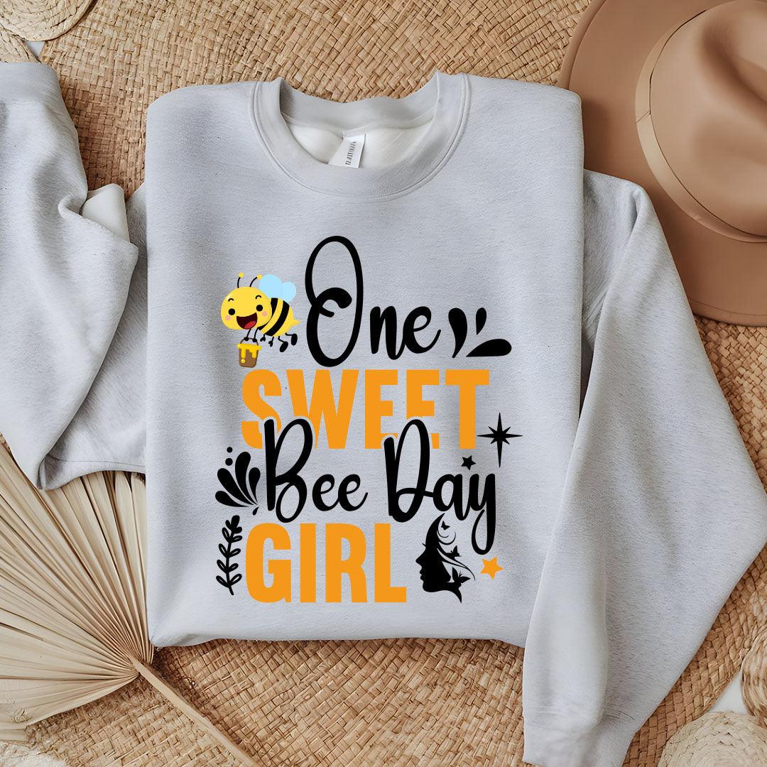 One Sweet Bee Day Girl Sweatshirt - Beebloomify