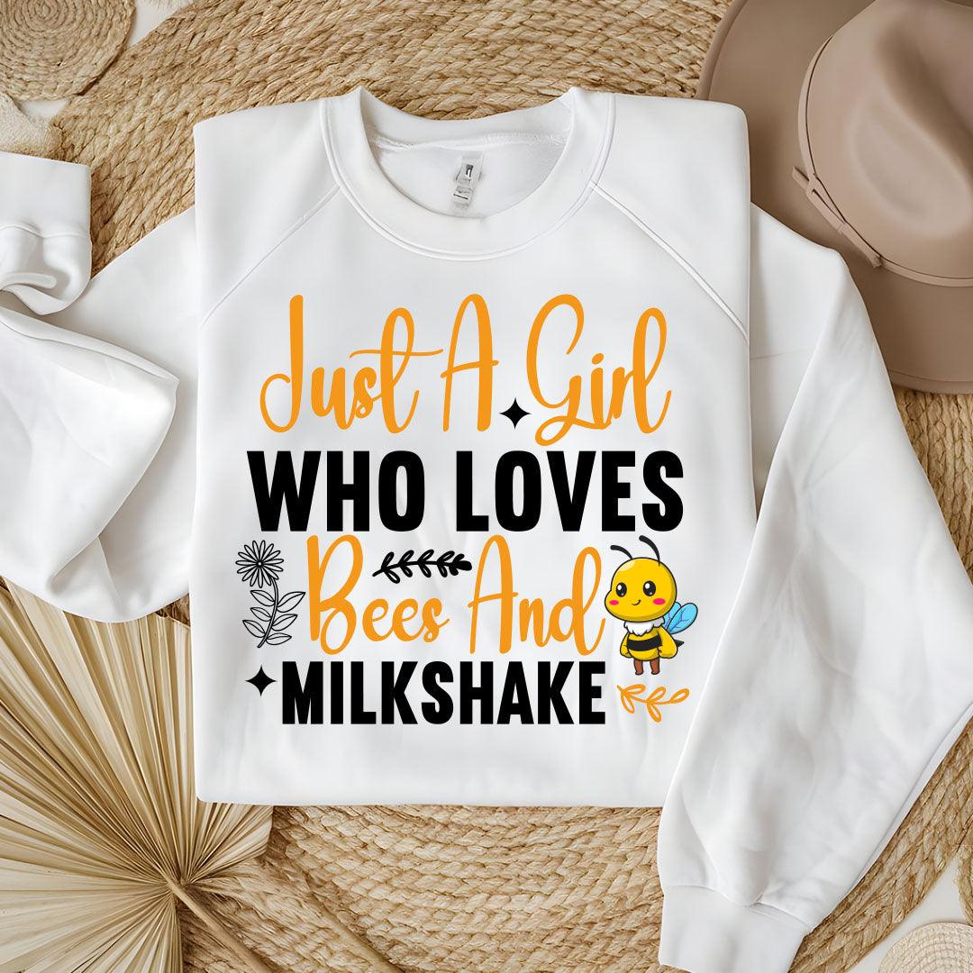 Just A Girl Who Loves Bees And Milkshake Sweatshirt - Beebloomify