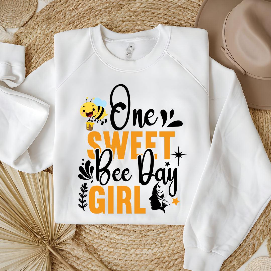 One Sweet Bee Day Girl Sweatshirt - Beebloomify